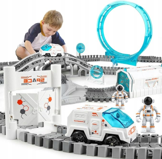 VESMÍRNA ŽELEZNIČNÁ TRAŤ BATÉRIOVÉ AUTA MINIFIGURÁCI ASTRONAUTI Urob si sám
